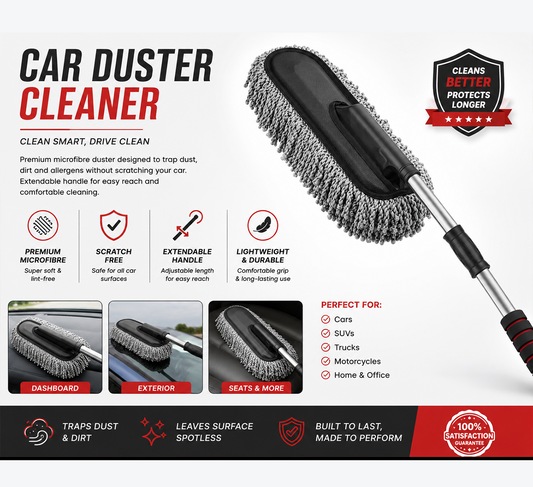 Car Duster Cleaner | Premium Microfiber Car Cleaning Brush | Scratch-Free Dust Remover for Car Interior & Exterior