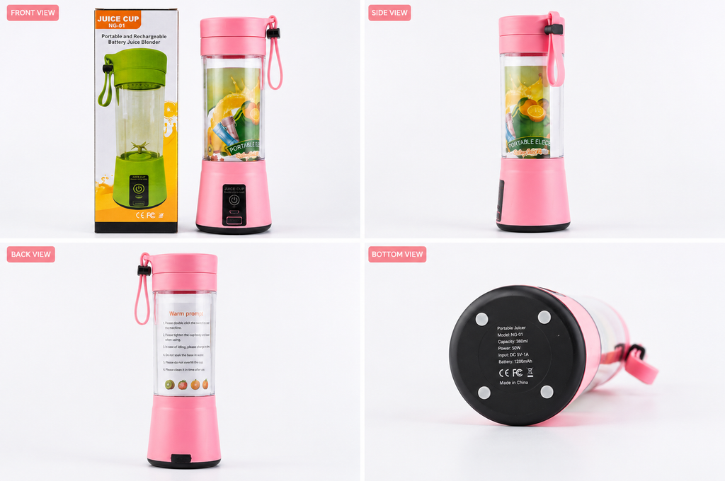Portable Rechargeable Juice Blender Cup | Mini Electric Smoothie Maker | USB Charging Fruit Juicer Bottle for Travel & Fitness