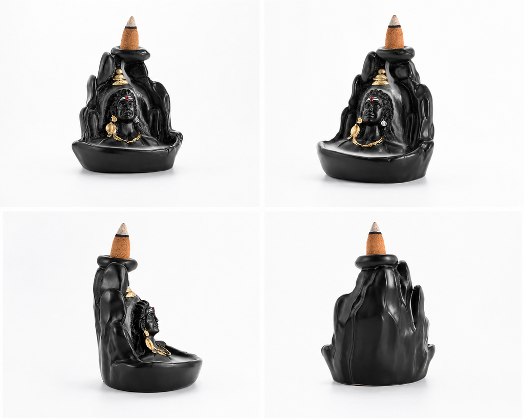 Smokey Shiv Ji Backflow Incense Burner | Lord Shiva Waterfall Smoke Fountain | Premium Ceramic Spiritual Decor