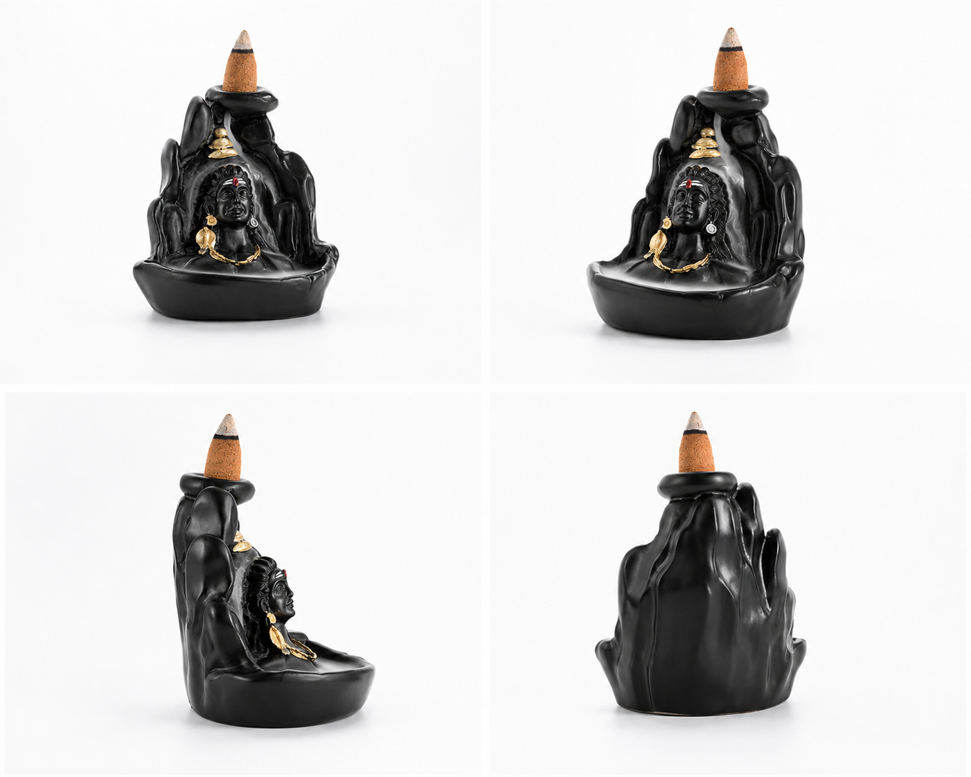 Smokey Shiv Ji Backflow Incense Burner | Lord Shiva Waterfall Smoke Fountain | Premium Ceramic Spiritual Decor