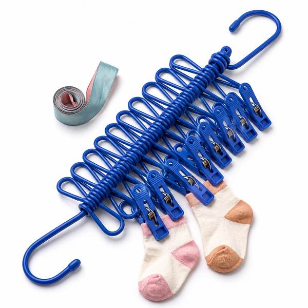 Multi Peg Hanger with Clips | Space Saving Clothes Drying Rack | Heavy Duty Laundry Organizer for Socks, Underwear & Small Items
