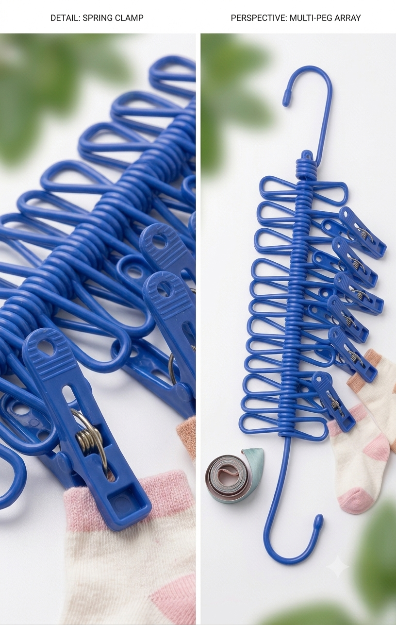 Multi Peg Hanger with Clips | Space Saving Clothes Drying Rack | Heavy Duty Laundry Organizer for Socks, Underwear & Small Items