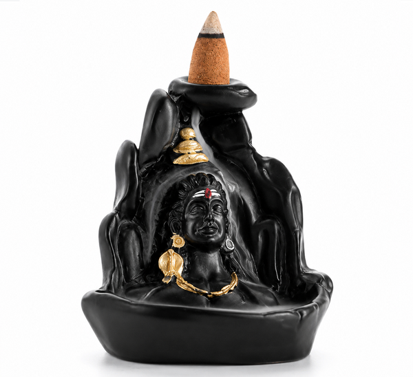 Smokey Shiv Ji Backflow Incense Burner | Lord Shiva Waterfall Smoke Fountain | Premium Ceramic Spiritual Decor
