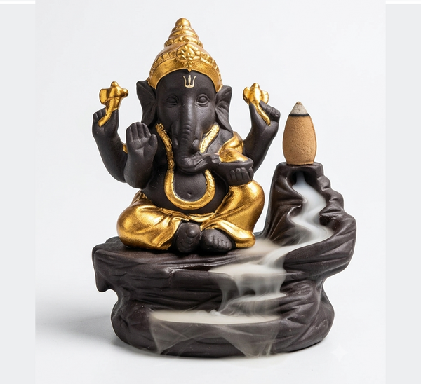 Smokey Ganesh Ji Backflow Incense Burner | Lord Ganesha Waterfall Smoke Fountain | Premium Spiritual Home Decor
